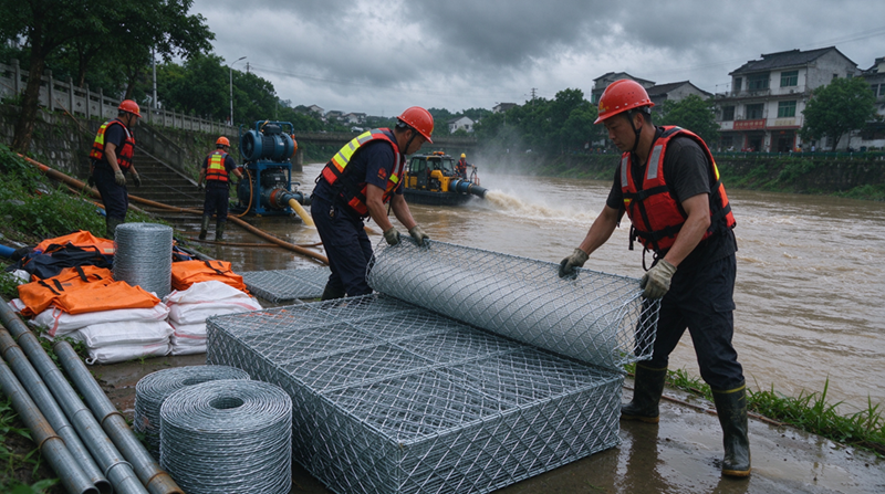 Bidhaa za Kuzuia Mafuriko za Changshu Jianghe Hutoa Nyenzo za Gabion na Mabati kwa Mradi wa Usaidizi wa Dharura wa Mifereji ya Maji ya Mongolia Bidhaa za Kuzuia Mafuriko za Changshu Jianghe Hutoa Nyenzo za Gabion na Mabati kwa Mradi wa Usaidizi wa Dharura wa Mifereji ya Maji ya Mongolia